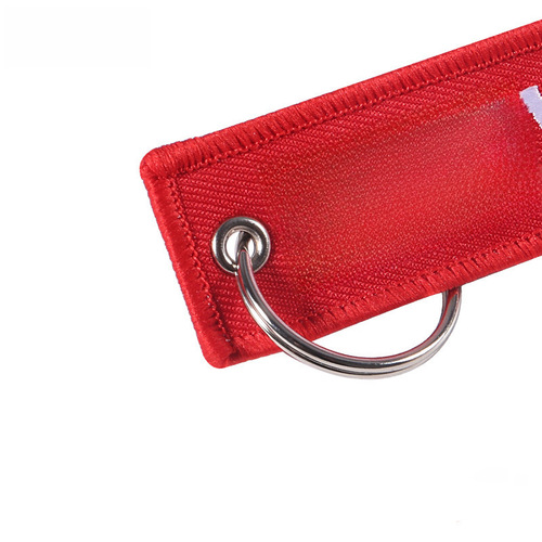 Supply computer embroidery strap embroidery keychain red bottom white letter EMPTY CHAMBER keychain