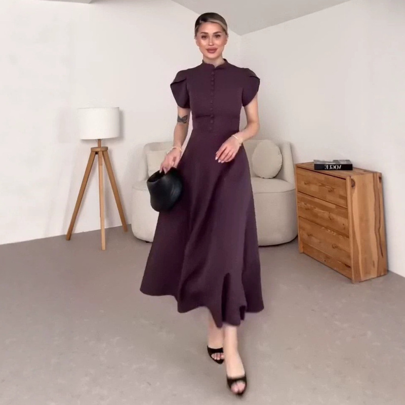 Elegant Commuting European and American Amazon Women's Clothing 2026 New Dress Zen-Inspired Three-Quarter Sleeve Tea Break Gentle Style Long Dress Elegant Commuting European and American Amazon Women's Clothing 2026 New Dress Zen-Inspired Three-Quarter Sleeve Tea Break Gentle Style Long Dress