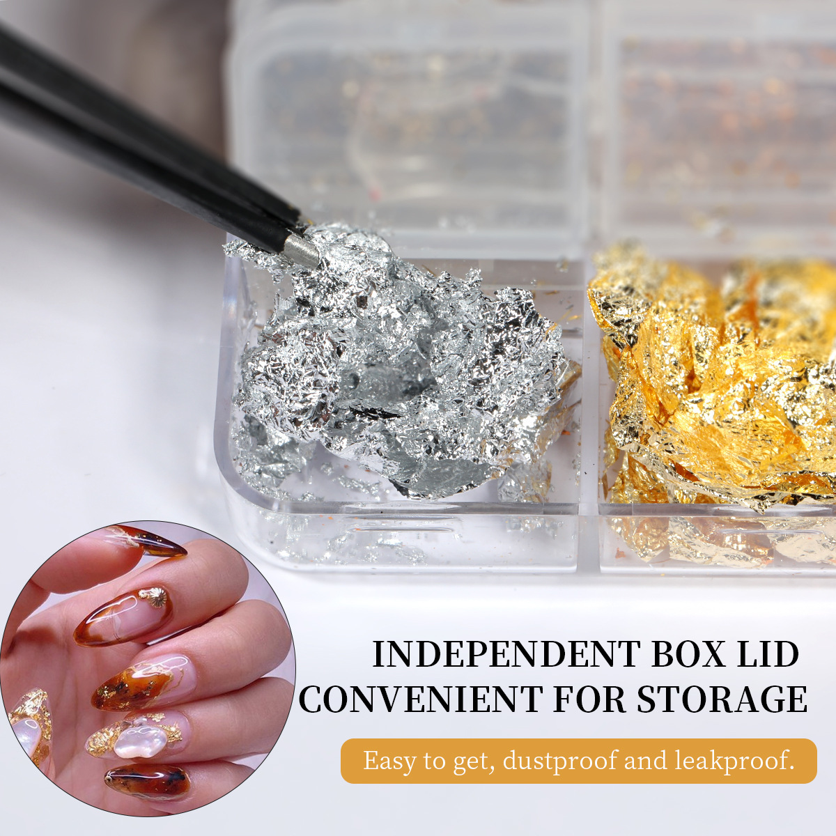 Internet celebridad nueva manicura hoja de oro seda hoja de oro papel versátil ultra-Delgado de oro y plata fragmentos de lámina de cristal fototerapia uñas decoración de bricolaje