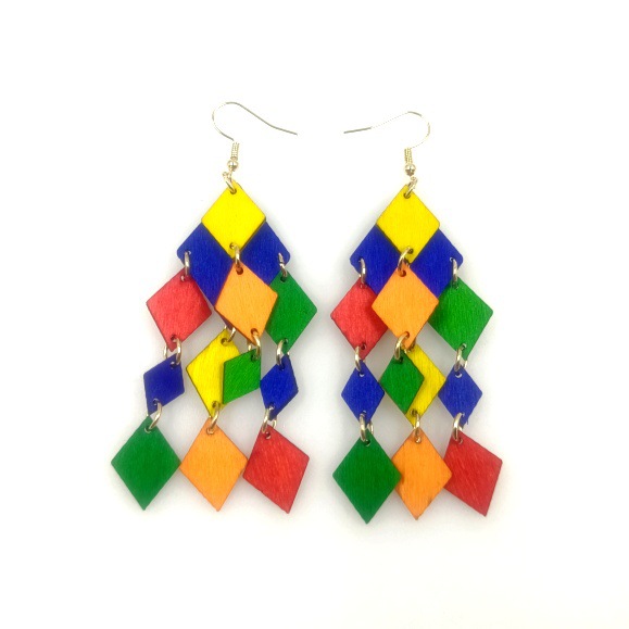 8g Weight Iron Ear Needle Material 1 Pair Basic Geometric Wood Drop Earrings