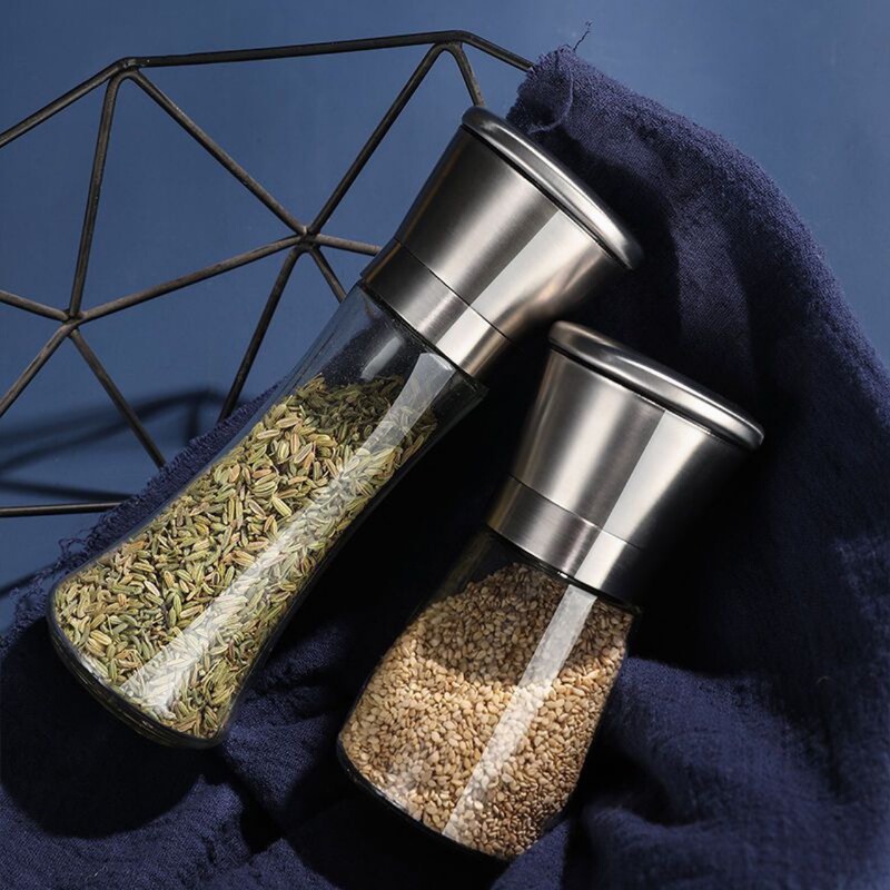 不锈钢研磨器手动玻璃研磨器研磨花椒粉器现磨碎海盐颗粒|undefined