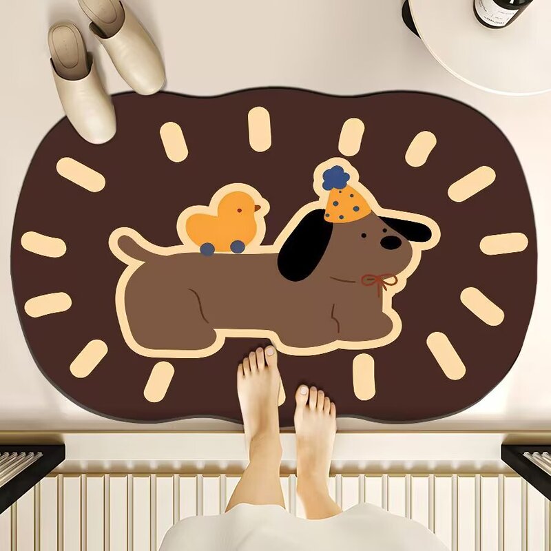 Cartoon Special-Shaped Diatom Mud Style Floor Mat Bathroom Floor Mat Water-Absorbent Quick-Drying Bathroom Floor Mat Entrance Door Mat