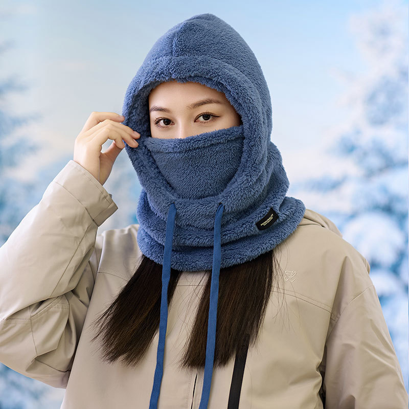 跨境帽子冬季男女防风雪帽户外运动围脖口罩连体毛绒帽棉绒骑行帽|undefined