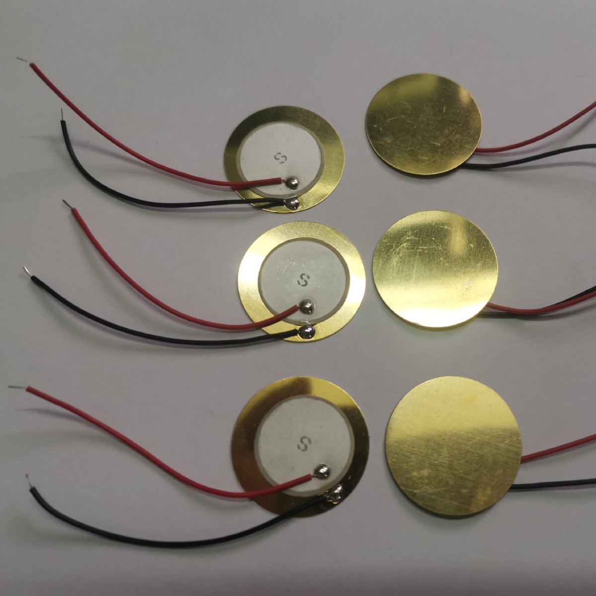 直径27MM铜片焊线60MM线长蜂鸣片   压电式压电陶瓷带线蜂鸣片