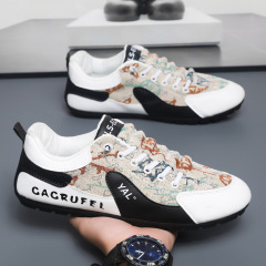 夏季運動休閒男鞋2024新款透氣士板鞋輕便軟底豆豆鞋一腳蹬鞋子男