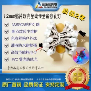 12mmRGB全彩点光源穿孔灯5V12V户外广告标识楼体亮化防水LED灯串