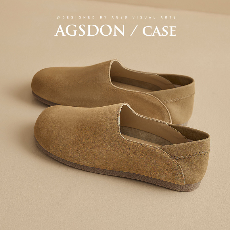 Augustion Boken Shoes Mujer 2025 Nuevo verano Dos ropa Casual Suela suave Un pie Zapatos planos Madre Tendencia