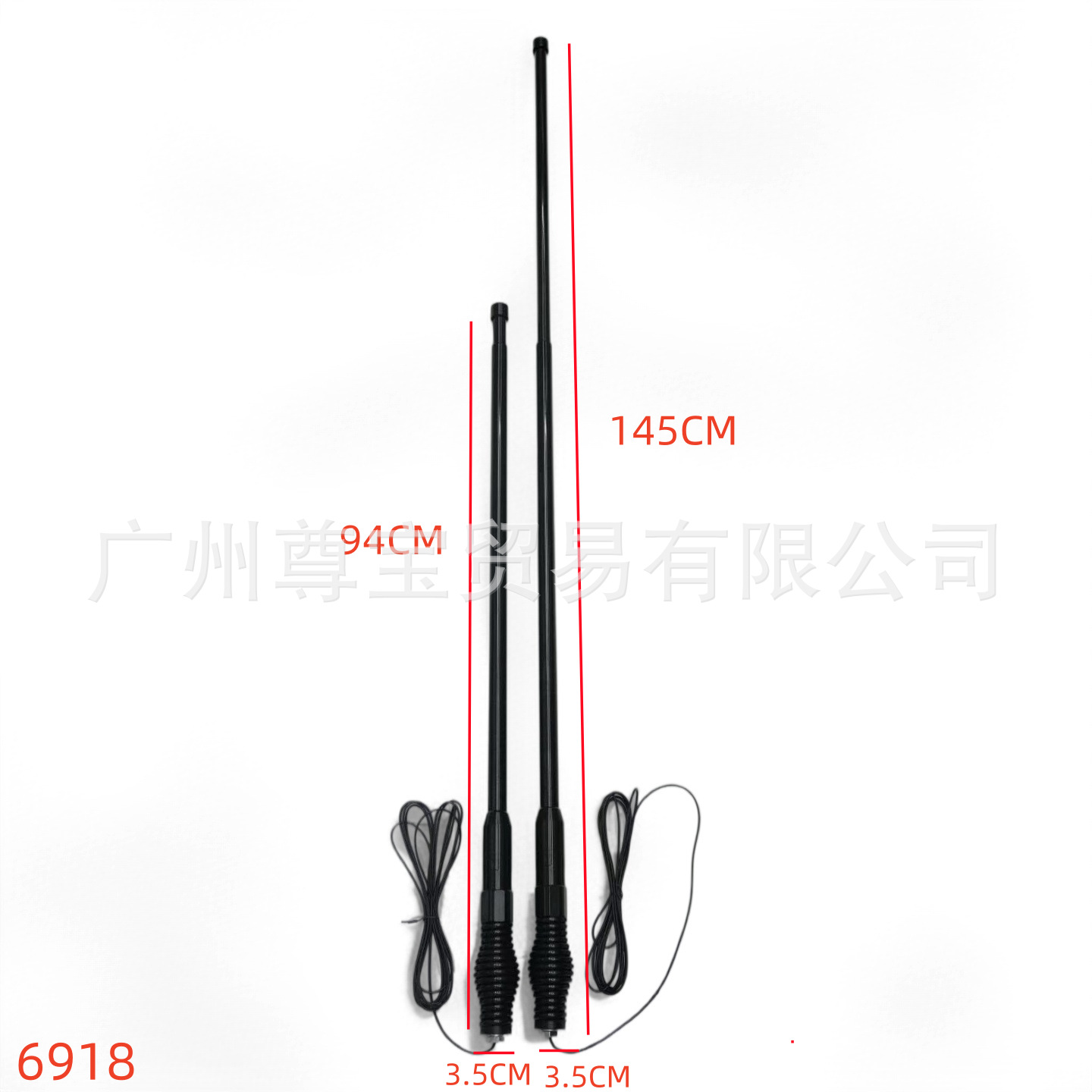 车载伸缩天线 90-145cm 防静电汽车收音机天线 6918款 黑色金属杆