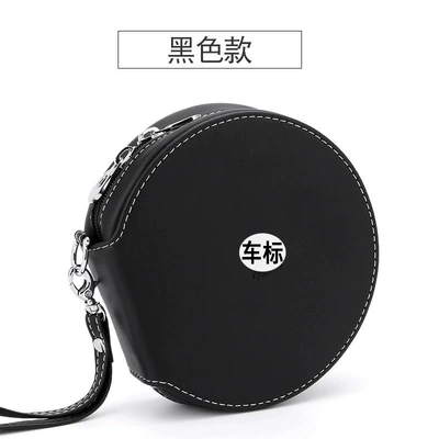 Car CD holder with car logo, genuine leather CD case, suitable for Mercedes-Benz, Volkswagen, Toyota, and Chevrolet; can be decorated with rhinestones; car accessories (Multimediya və saxlama aksesuarları) - black