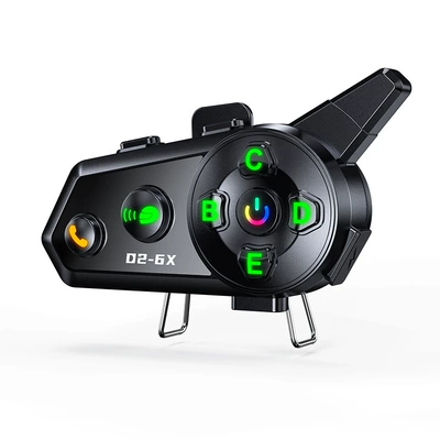 D26X helmet Bluetooth headset intercom headset 1-to-5 waterproof music sharing mixing helmet headset source factory (Motorcycle Helmet Headset) - black-soft-label