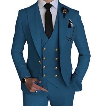 Fashion Men's Three-Piece Suit Casual Boutique Single-Button Slim Dress Wedding Suit Host Banquet Suit