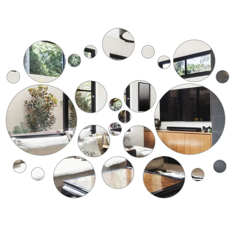 Acrylic removable stickers on wall, sticker, set, 30 pieces, mirror effect