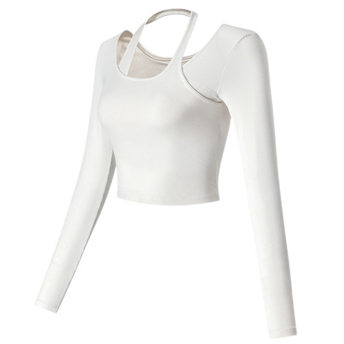 Women's Yoga Top for Autumn and Winter, Running Sports, Short Sleeve, New, with Rapid Neck Gaiter and Chest Support