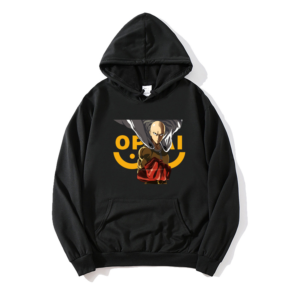 Un golpe Superman Saitama Teacher Anime Periférico Otoño e invierno Moda para hombres y mujeres Suéter de pareja Sudadera con capucha Chaqueta de manga larga