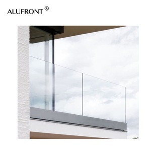 Easy to Install Glass Balustrade Frameless Aluminum U-Slot Base Balcony Glass Railing