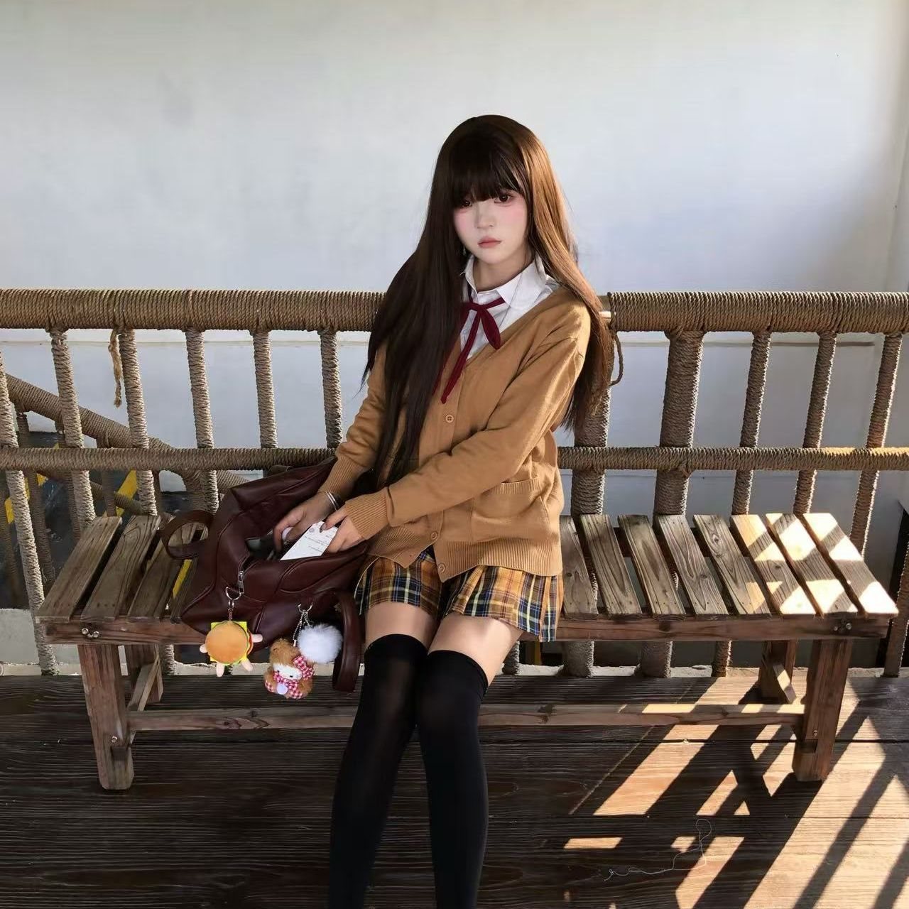 20226秋冬新款木野高原创秋冬jk格裙日系学院风百褶裙开衫其它JK