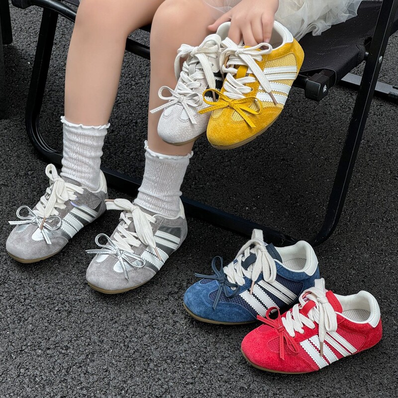 子供のリボン道徳トレーニングシューズ 2025 新しい女の子インターネット有名人バレエフラットフォレストシューズカラーマッチングスポーツカジュアルシューズ|undefined