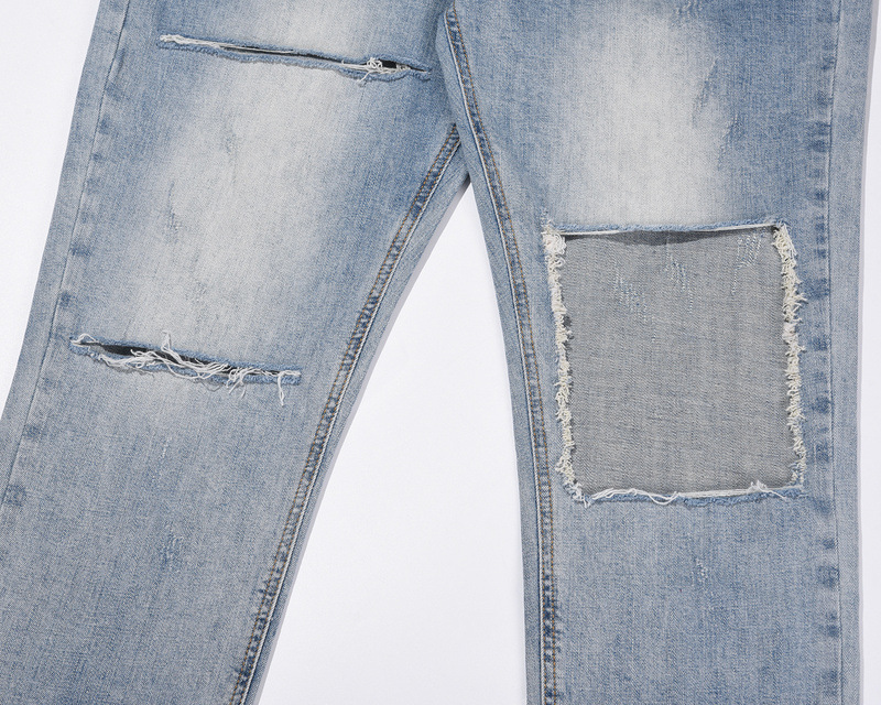 European and American Loose Casual Solid Color Loose Ripped Jeans