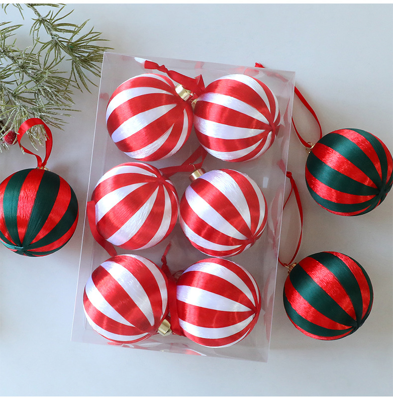 Boules de Noël en plastique de 8 cm emballées – Lot de 12 (6 rouges/vertes et 6 rouges/blanches, emballage en boîte pliable, décoration pour sapin de Noël, décoration de vitrine)_voghion.com