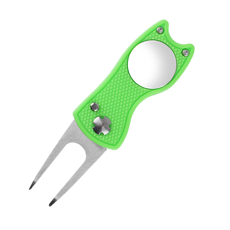 Accesorios de Golf en Existencia, Herramientas para Exteriores, Tenedor Plegable para Green, Acero Inoxidable, Mango de Plástico ABS, Tenedor para Reparación de Césped