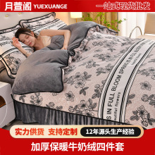 南通厂家批发8-9斤加厚保暖牛奶绒四件套珊瑚绒法兰绒床裙三件套
