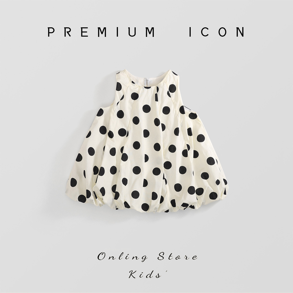 Jera children's clothing girls black and white polka dot sleeveless vest skirt 2025 summer baby girl Korean cotton dress