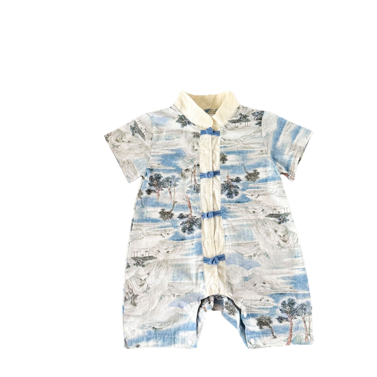 Ins China Feng Shui tinta pintura abierto ropa de escalada de bebés algodón blando ropa de aniversario