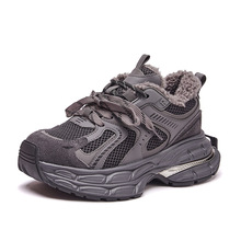 羊羔毛网红老爹鞋女ins潮2024冬季新款韩版时尚潮流厚底运动单鞋