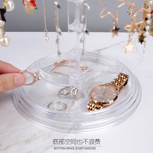 Rotating earring display rack, women's earring storage rack, bracelet earring hanging necklace, multi-functional small jewelry display rack