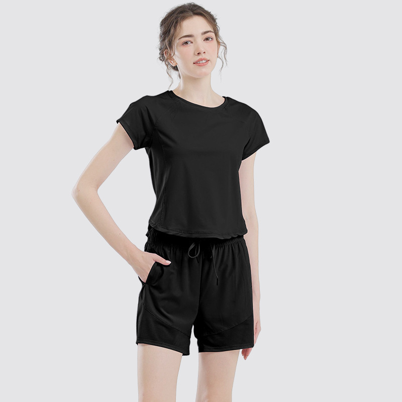 ヨガスーツ半袖レディース夏ゆったり痩身プロスポーツトレーニングトップフィットネス朝ランニング速乾Tシャツ|undefined