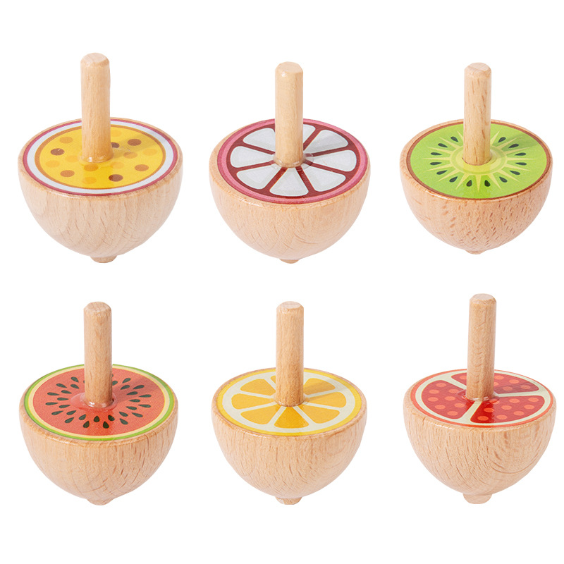 나무 작은 상단 세트 교육 어린이 장난감 소년 소녀 유치원 수동 회전 작은 선물 마구간 도매