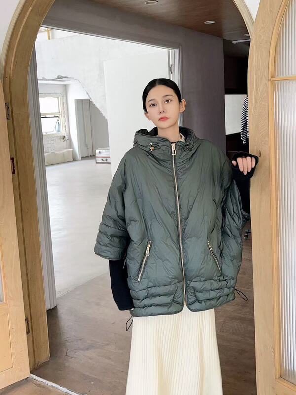 ダウンジャケット女性 2025 新しいショート冬黒スタンドカラーアヒルダウン厚く暖かいカジュアルカーゴジャケット|undefined