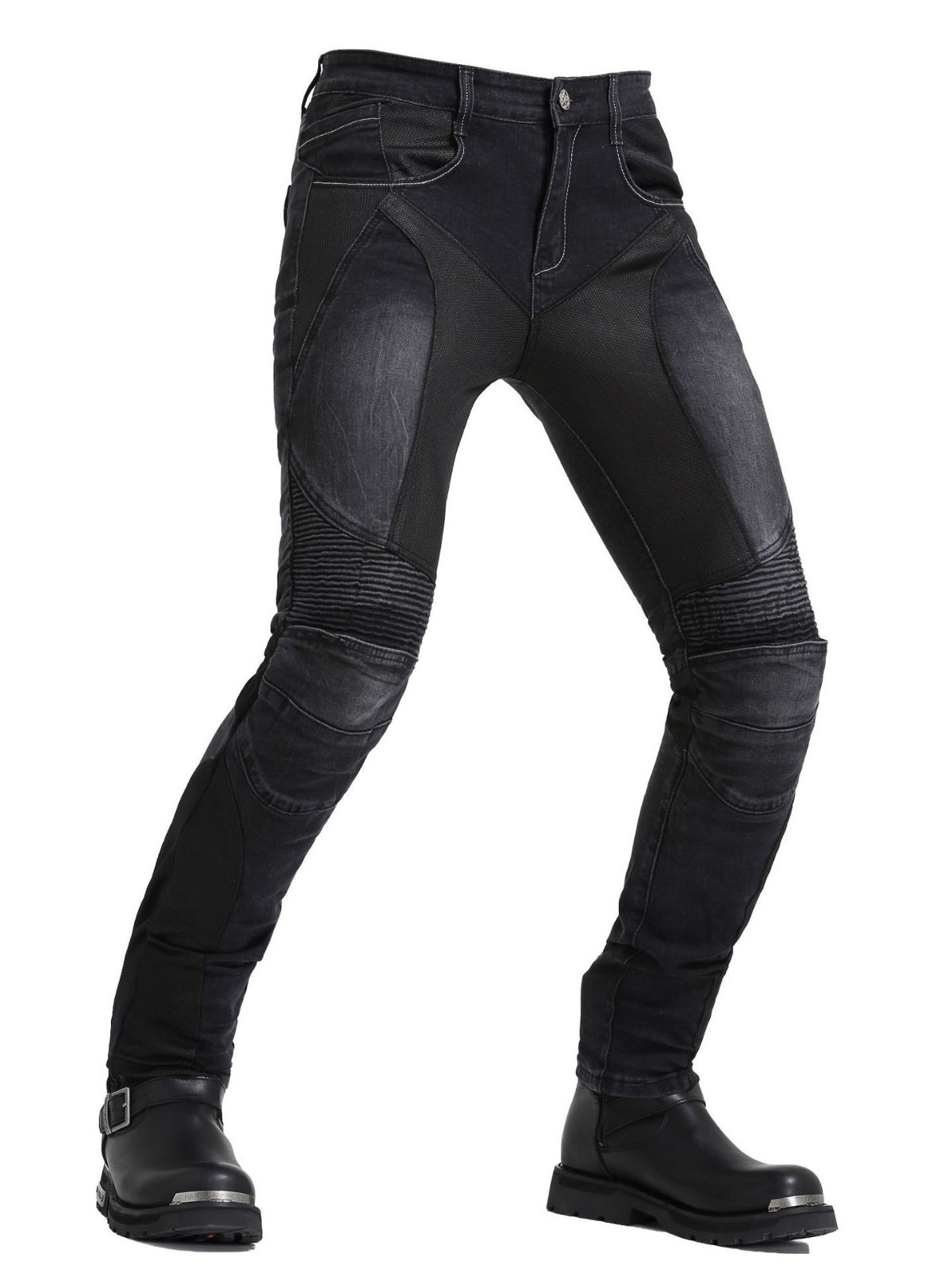 Vaqueros de verano para motocicleta VOLERO para hombre, pantalones de malla transpirables, elásticos, informales, anticaída, para montar al aire libre