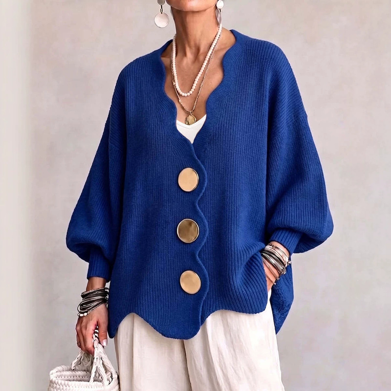 European and American style loose knitted cardigan for women, new sweater coat, casual long-sleeve top, solid color versatile outerwear European and American style loose knitted cardigan for women, new sweater coat, casual long-sleeve top, solid color versatile outerwear