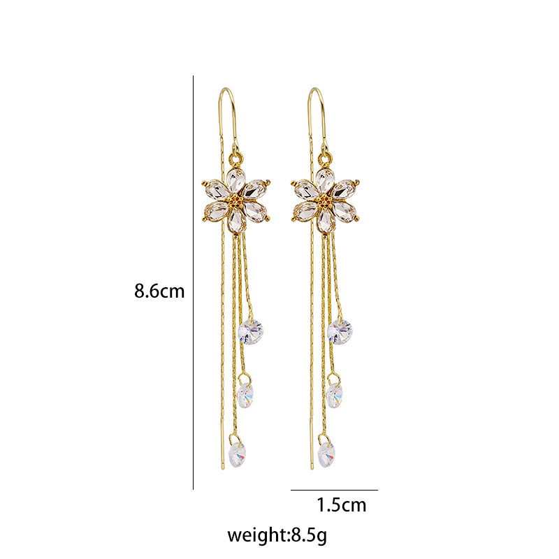 Fairy Style Flower Copper Earrings Inlay Zircon Copper Earrings display picture 1