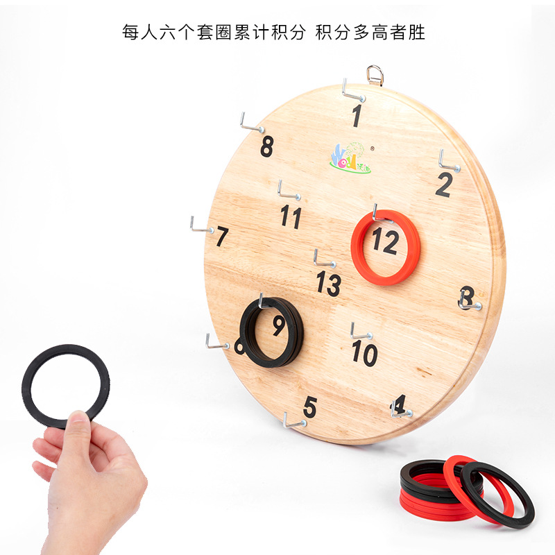 Educación temprana niños y niñas adultos inteligencia desarrollo acumulación anillo de tiro madera Dart juego ventas directas de la fábrica