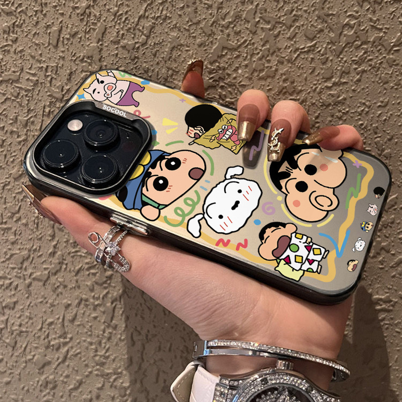 Suitable for iPhone 17Aiir Personalized 16Pro Cute Cartoon Crayon Shin-Chan 15Plus Phone Case Color Silver 14