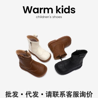 女宝宝真皮马丁靴秋冬季新款女童小皮靴百搭星星儿童单靴一件代发