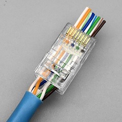 スルーホールタイプ カテゴリ6ネットワーククリスタルヘッド CAT6 穿孔タイプ カテゴリ6ネットワークケーブルクリスタルヘッド 三叉0.35純銅シート