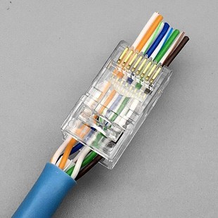 Through-Hole Category 6 Network Crystal Head Cat6 Perforated Category 6 Network Cable Crystal Head Three-Prong 0.35 Pure Copper Sheet