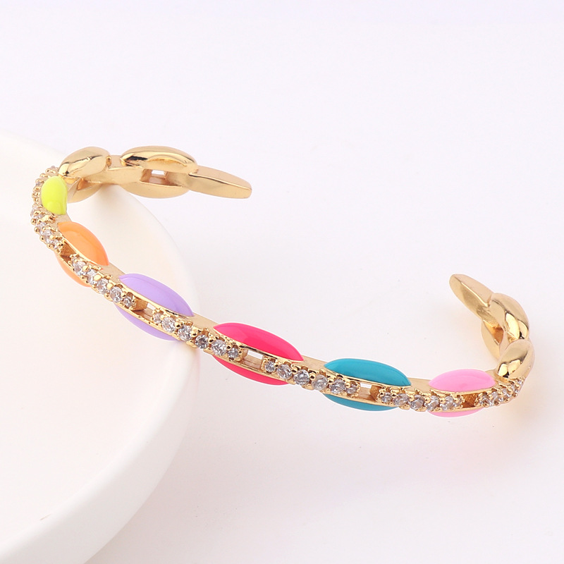 Fashion Geometric Copper Bracelets Stoving Varnish Zircon Copper Bracelets