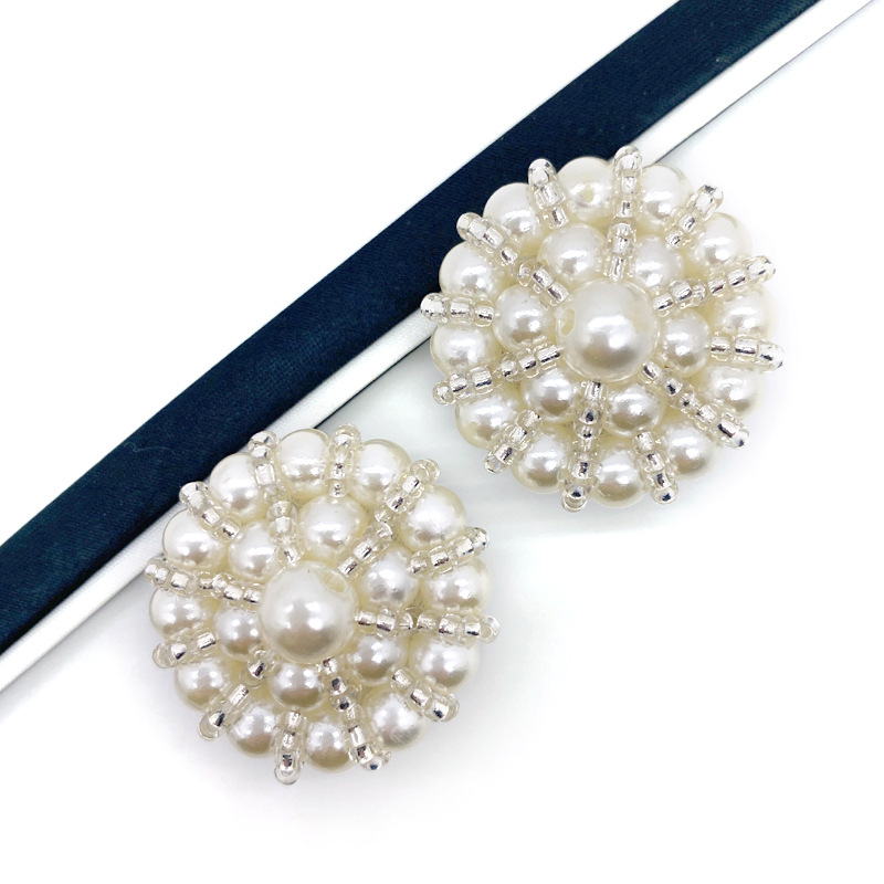 纽扣服饰钉珠珍珠女装毛呢大衣外套110K珠扣 皇冠辅料纯手工盘扣