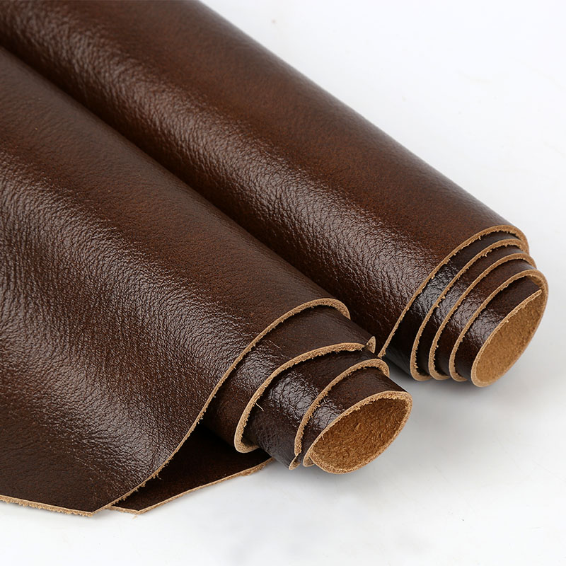 棕色牛皮皮料细纹高光油蜡皮头层沙发座椅垫床头软包皮革面料