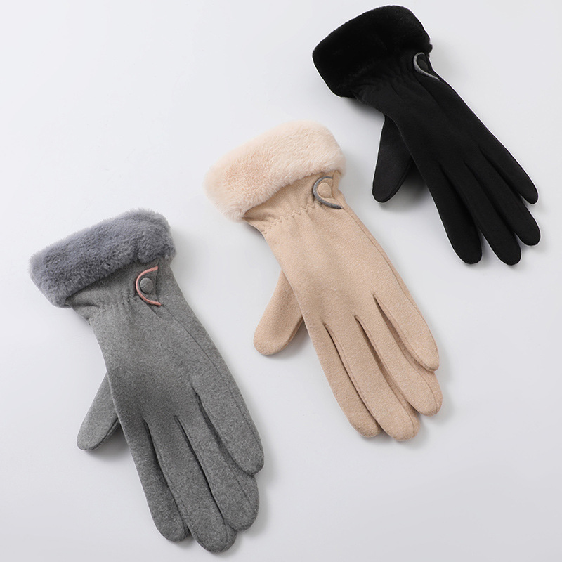 Guantes térmicos para mujer con forro polar para montar y conducir engrosados ciclismo a prueba de viento al aire libre de terciopelo a prueba de frío Otoño e Invierno guantes