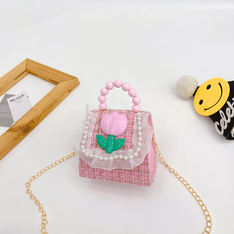 Bolso de los niños de otoño e invierno Nueva Moda Perla Chica bolsa de mensajero linda princesa niña bebé estilo Exterior cambio bolsa de accesorios
