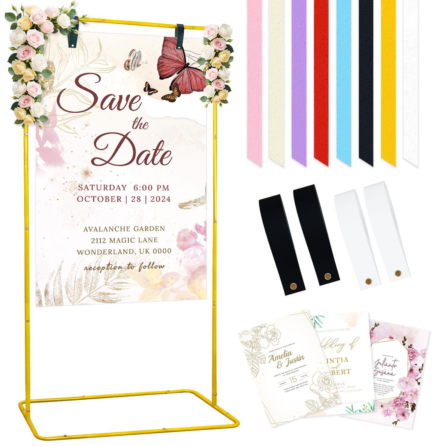 金属婚礼迎宾拱门支架方形可调节婚礼标志展示架婚庆道具背景支架