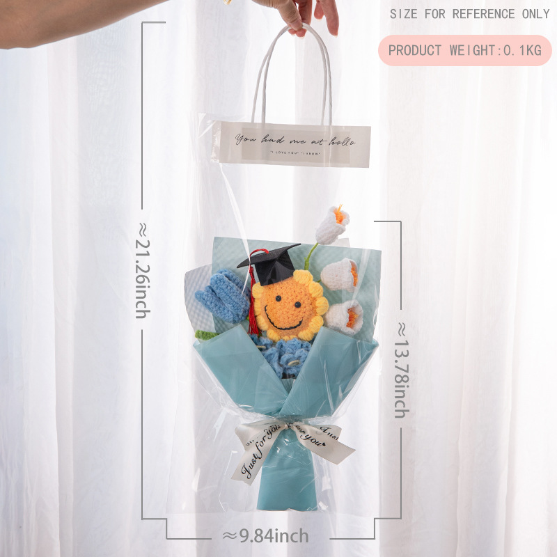 웃는 해바라기 박사 모자 - 블루