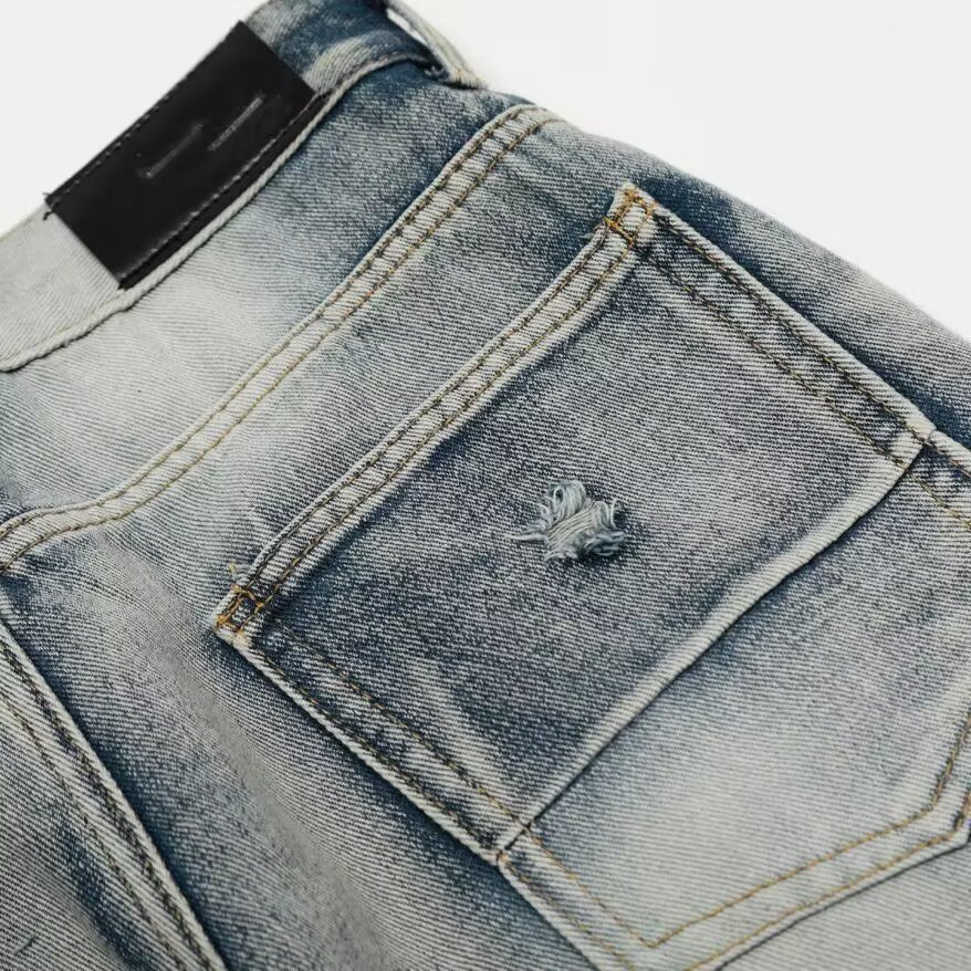 Embroidery Design Spring And Autumn New Trendy Letter Distressed Washed Cool Fashion Casual Straight Pants_mkmklike.com