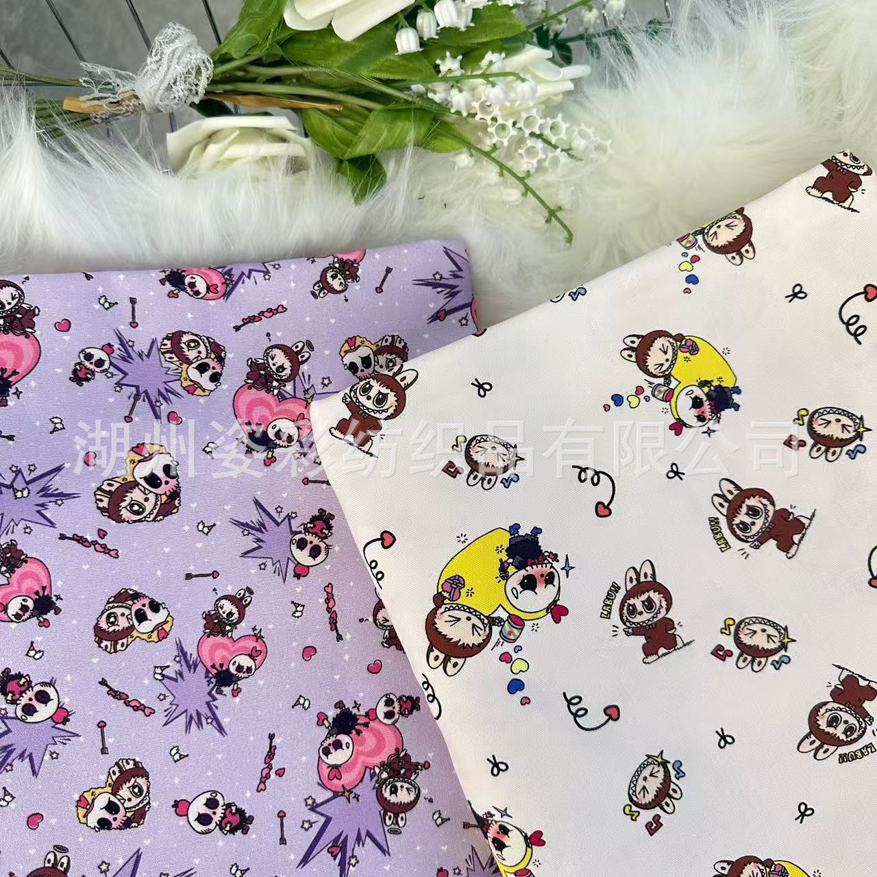 全棉帆布数码印花  紫色爱心闪电拉布布  宠物窝地毯服装手工