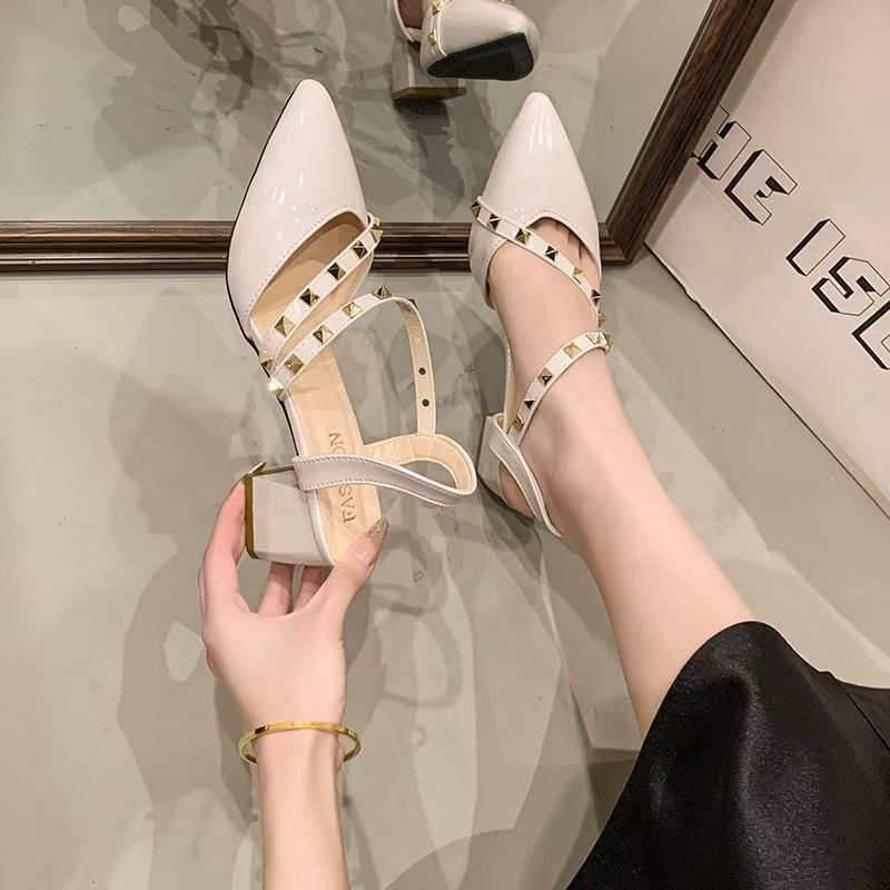 Pointed-toe Studded High-heeled Sandals For Women In Summer Style_voghion.com